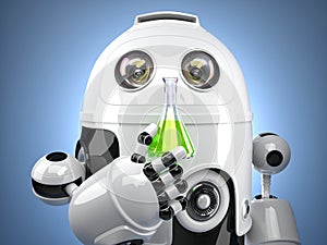 3D Robot with test glass flask