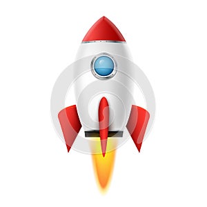 3d rocket space ship launch background. Realistic rocketship spaceship vector design. Shuttle creative icon