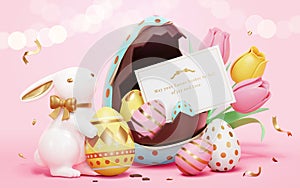3d romantic Easter holiday template