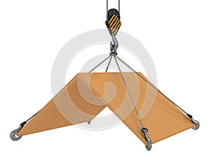 3D roof with construction crane hook
