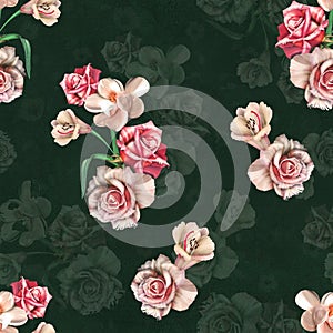 3d rose floral design pattern for textile digital print designing