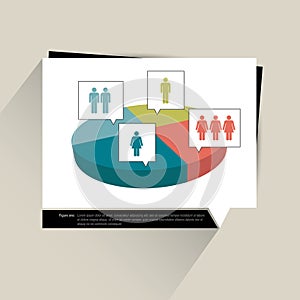 3D round pie chart, graph.