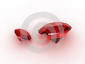 3D Round red ruby stones