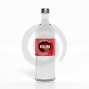 3D rum transparent glass bottle