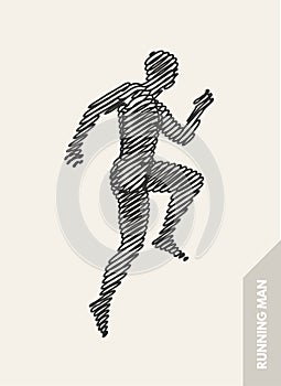 3d running man. Design for sport, business, science and technology. Vector illustration.