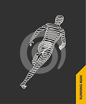 3d running man. Design for sport, business, science and technology. Vector illustration.