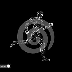 3d Running Man. Design for Sport, Business, Science and Technology. Vector Illustration. Human Body