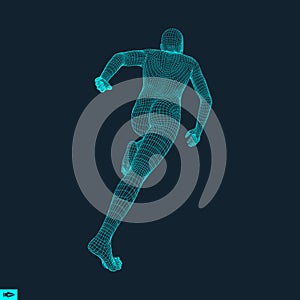 3d Running Man. Design for Sport, Business, Science and Technology. Vector Illustration. Human Body