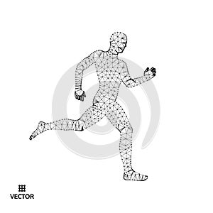 3d running man. Design for sport, business, science and technology. Vector illustration. Human body