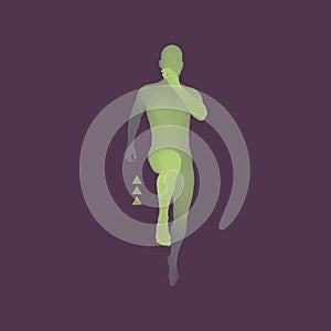 3d Running Man. Design for Sport. Vector Illustration. Human Body.