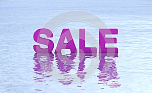 3D SALE word on blue water