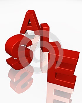 3D SALE word promotion red