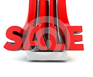 3D SALE word promotion red