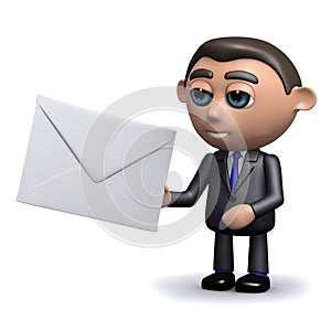 3d Salesman holding an envelope