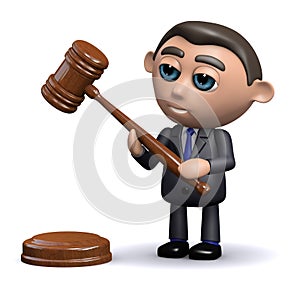 3d Salesman holds an auctioneers gavel