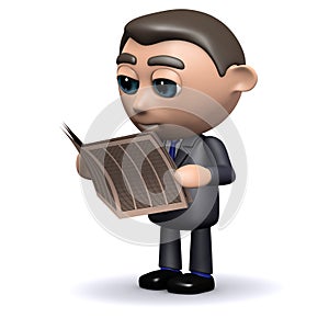 3d Salesman reading a newspaper