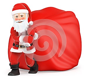 3D Santa Claus with huge sack of gifts