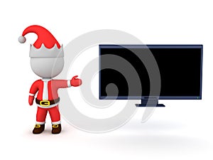 3D Santa Claus showing HDTV