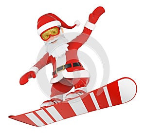 3D Santa Claus snowboarding jumping