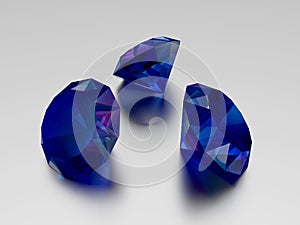 3D Sapphire - 3 Blue Gems