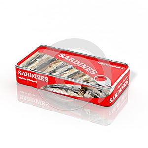 3D sardines in metallic can