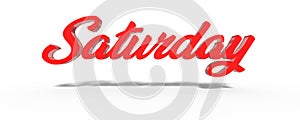 3D saturday red white background.