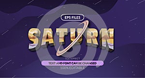 3d Saturn with ring solar system astrology editable text effect. eps vector file. planet space cosmic