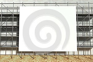 3d scaffolding and blank advertising billboard