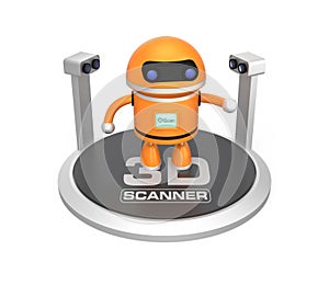3D scanner and robot isolated on white background