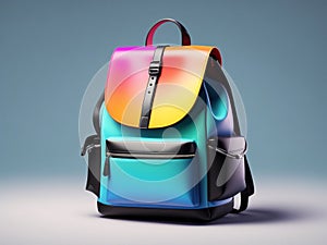 3d school bag vibrant color on gradient background