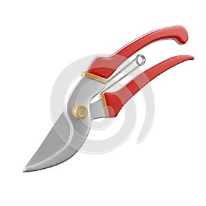 3d scissors. garden tool. Gardening. icon isolated on white background. 3d rendering illustration. Clipping path