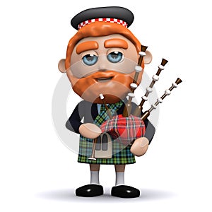 3d Scotsman plays bagpipes