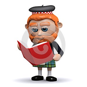 3d Scotsman reading a book