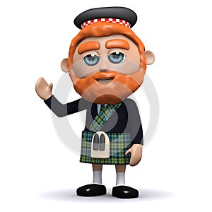 3d Scotsman waves a friendly greeting