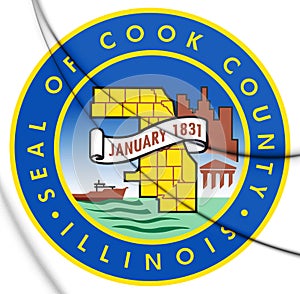 3D Seal of Cook County Illinois, USA.