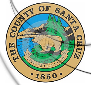 3D Seal of Santa Cruz County California, USA.