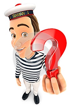 3d seaman holding a question mark icon