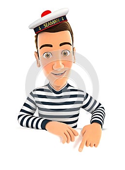 3d seaman pointing to empty wall