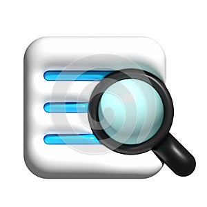3D search icon, document search buttons for emoji icon