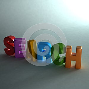 3D Search wording with light and shadows