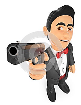3D Secret agent aiming with a gun