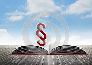 3D Section symbol icon and book with sky