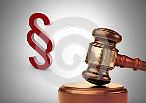 3D Section symbol icon and justice gavel