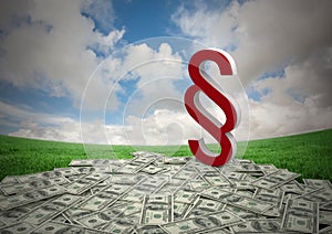 3D Section Symbol icon with money notes and sky