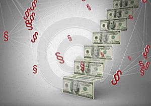 3D Section Symbol icons with money notes steps