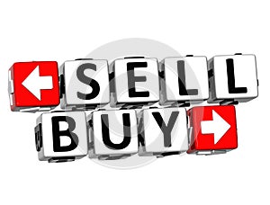 3D Sell Buy Button Click Here Block Text