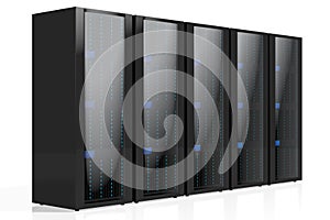 3D servers illustration - great for topics like storage, hosting, data center, Internet etc