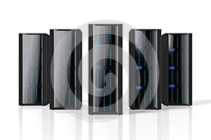 3D servers illustration - great for topics like storage, hosting, data center, Internet etc