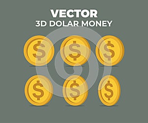 3D SET DOLAR MONEY VECTOR
