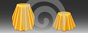 3D set of podiums covered with yellow silk cloth